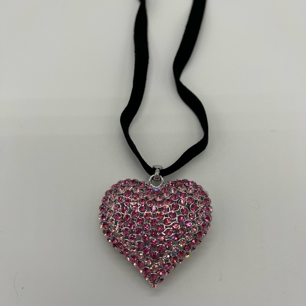 Halle Joy Heart Charm Black Felt Necklace